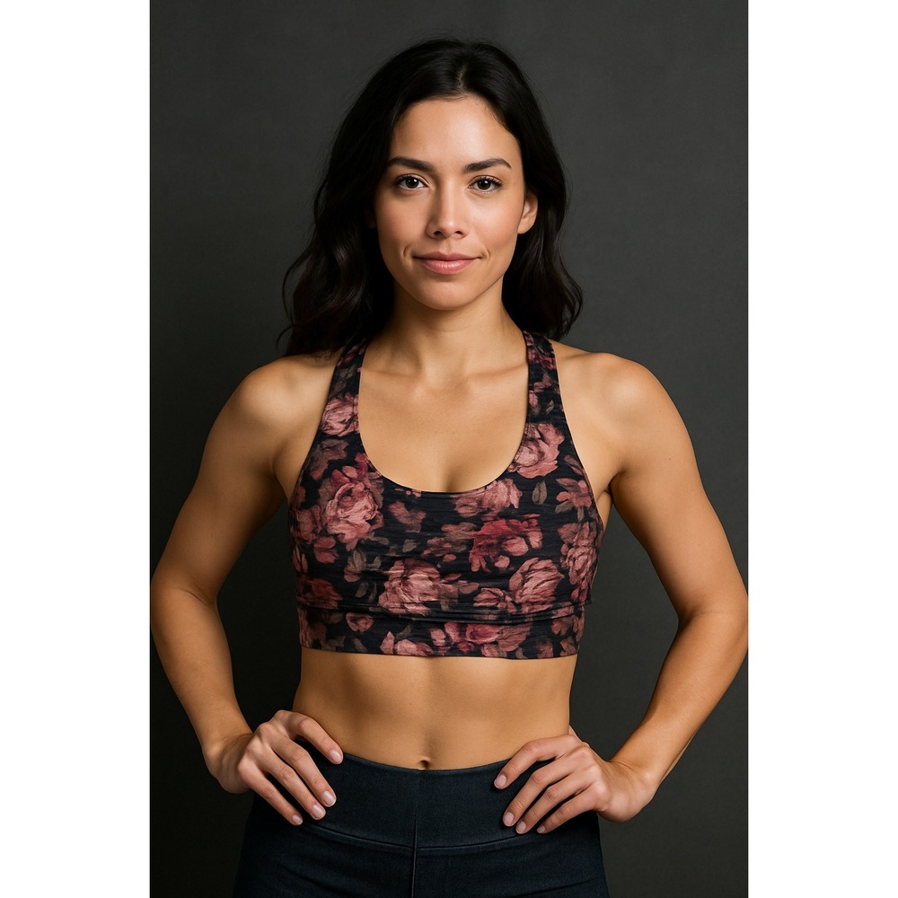 Lululemon Floral Sports Bra Racerback Athletic Gym Workout Activewear‎ Size 6